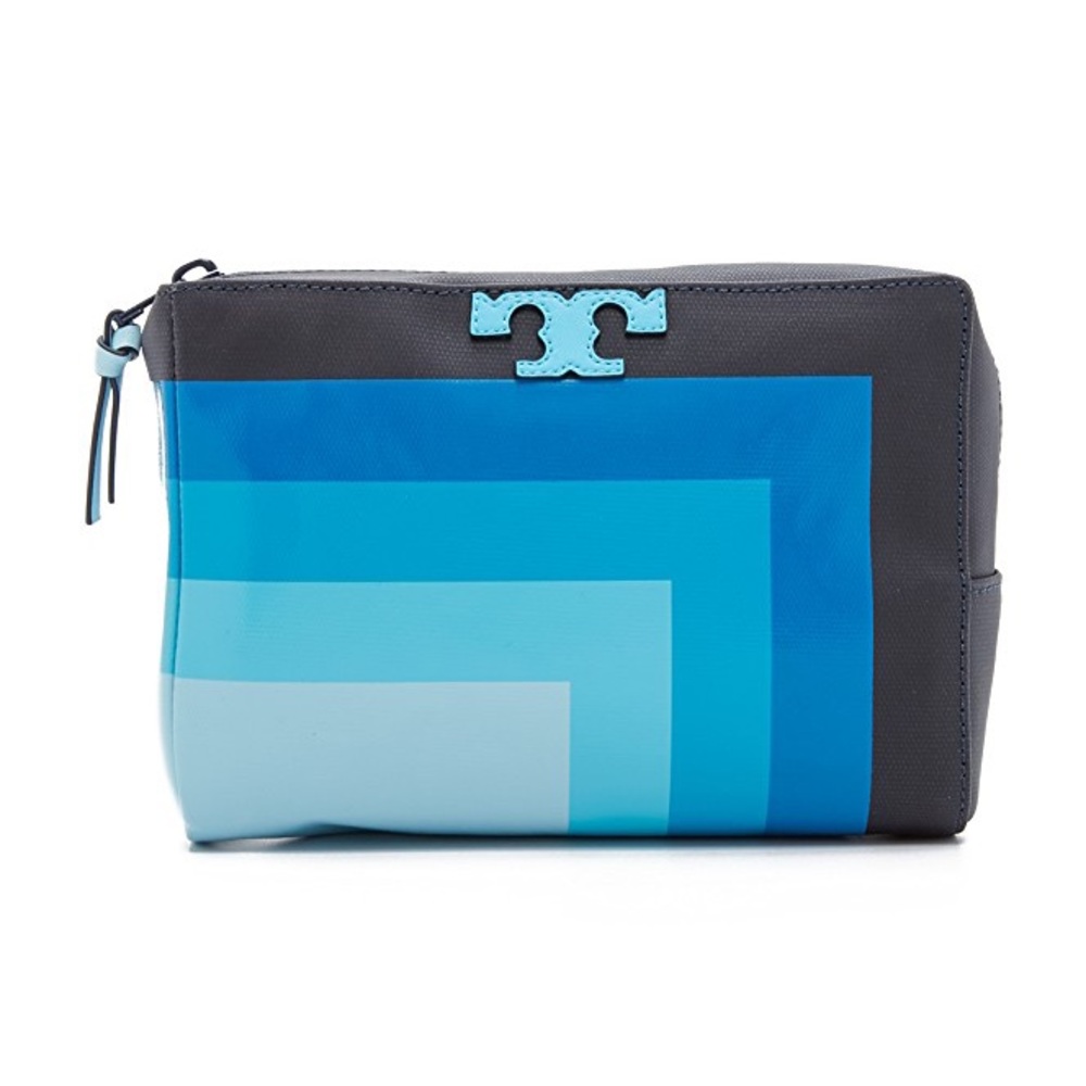 Tory Burch Stripe T Medium Cosmetic Case